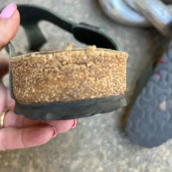 Birkenstock Gizeh Green Oiled Leather Classic Footbed Thong Sandals Size 40 - Picture 8 of 11